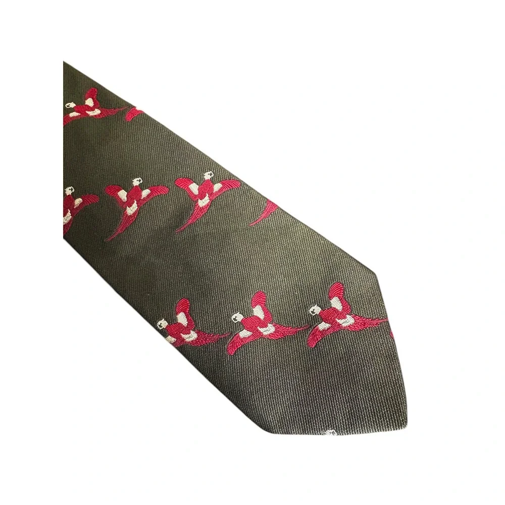 Carl Sterr Silk Tie Parrot Bird Green‎ Red Handmade Vintage Necktie Hunting 54x3